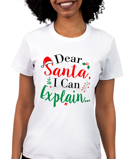 Dear Santa I Can Explain Adult Short Sleeve Tee